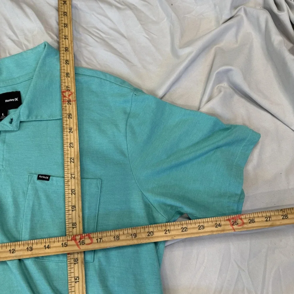 Hurley Polo Shirt Mens L Green Short Sleeve Collared‎ Cotton Jersey Pockets